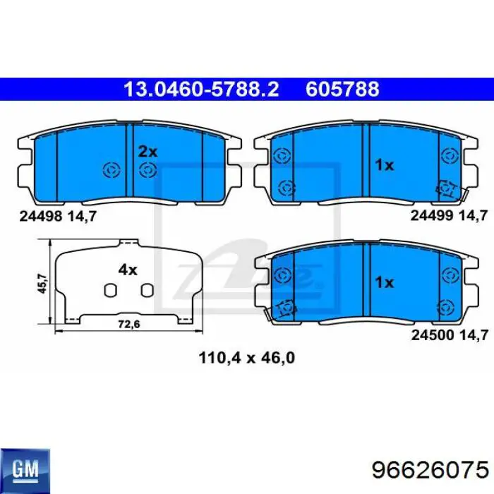 Задні гальмівні колодки General Motors 96626075 ціна, від 21.76 USD