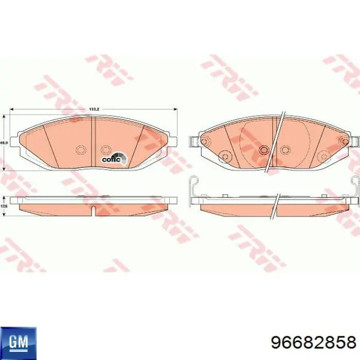 Передні тормозні колодки 96682858 General Motors