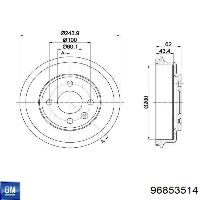 Купити 96853514 General Motors Барабан гальмівний задній
