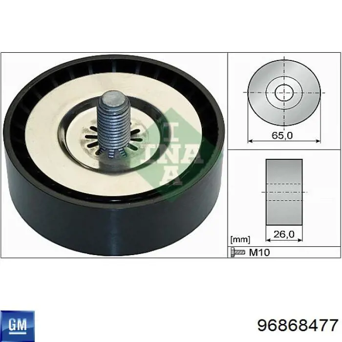 Ролик приводного ременя, паразитний General Motors 96868477 ціна, від 16.02 USD