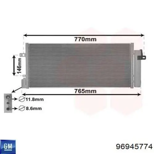 Радіатор кондиціонера 96945774 General Motors