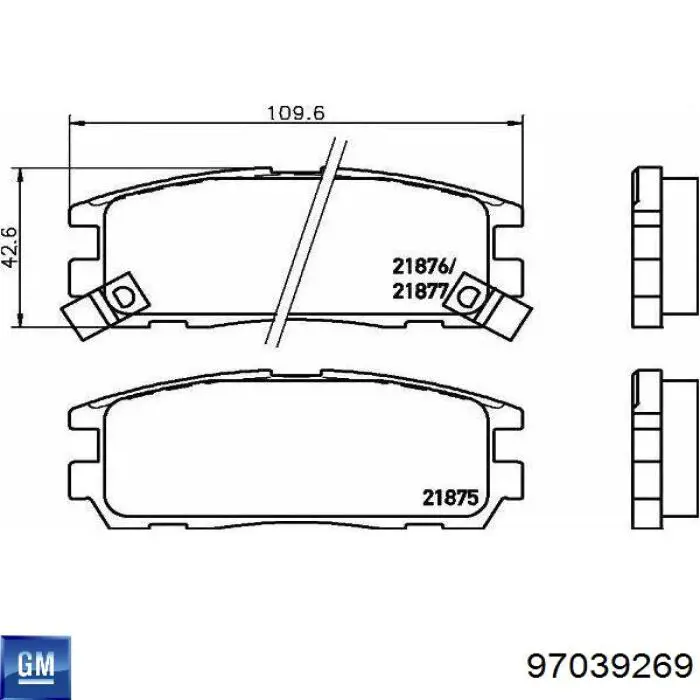97039269 General Motors Колодки гальмівні задні, дискові