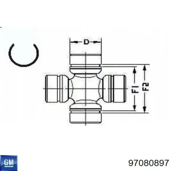 97080897 General Motors Хрестовина карданного валу, переднього