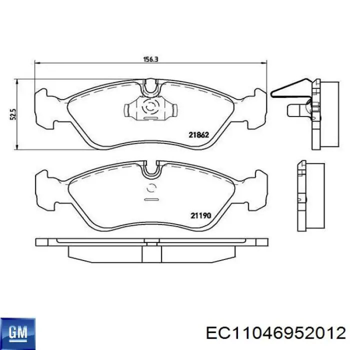 Колодки гальмівні передні, дискові EC11046952012 General Motors