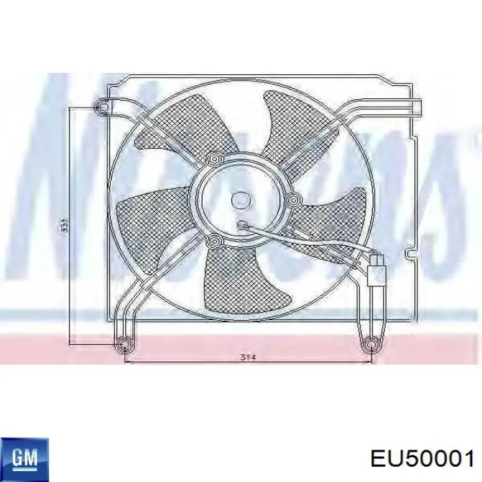 EU50001 General Motors електровентилятор охолодження в зборі (двигун + крильчатка)