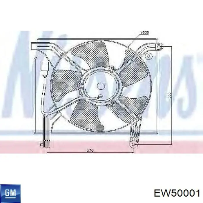 EW50001 General Motors дифузор радіатора кондиціонера, в зборі з крильчаткою і двигуном