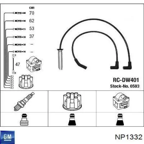 NP1332 General Motors дріт високовольтні, комплект