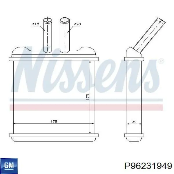 Радіатор пічки (обігрівача) General Motors P96231949 ціна, від 25.98 USD