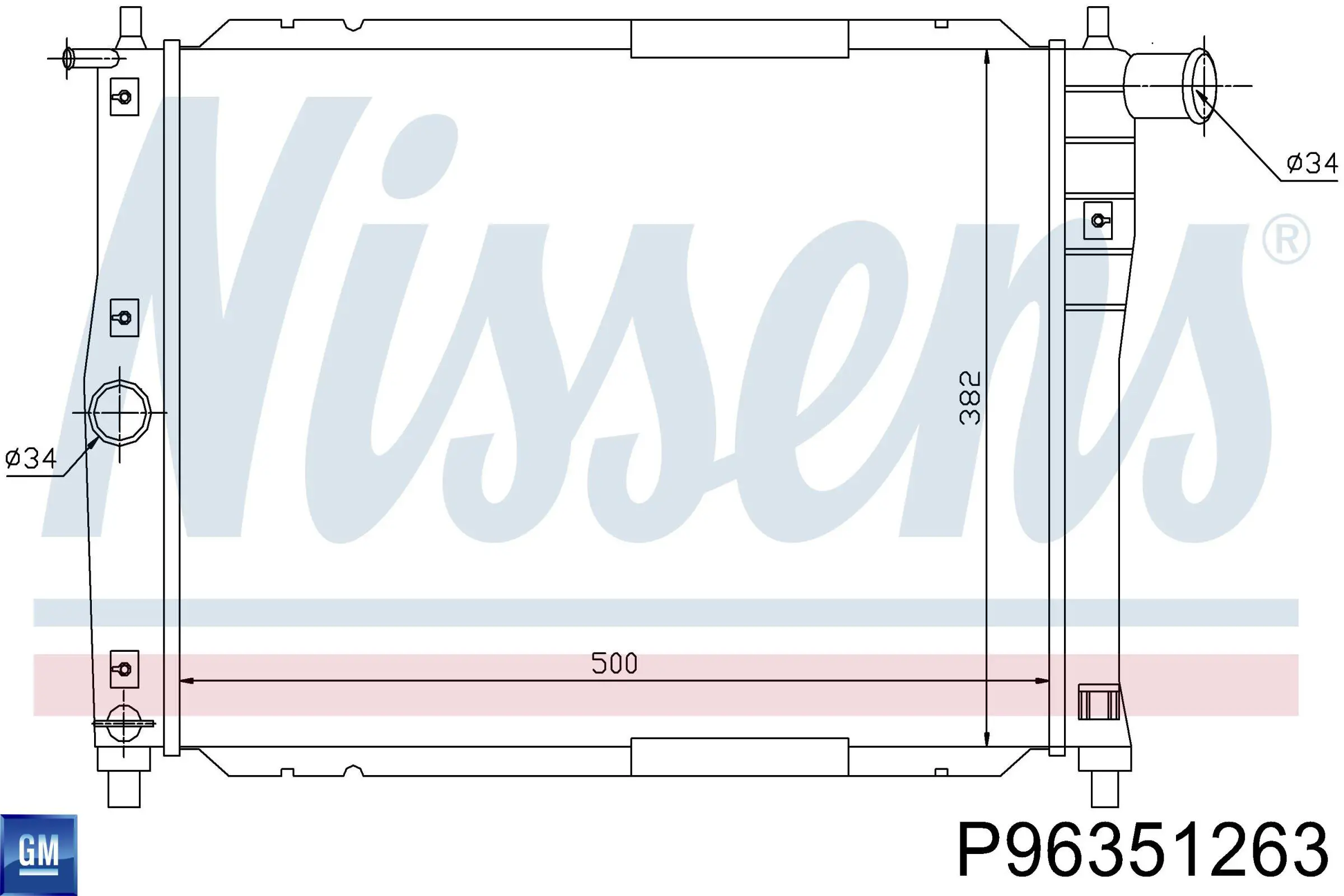 Радіатор охолодження двигуна P96351263 General Motors