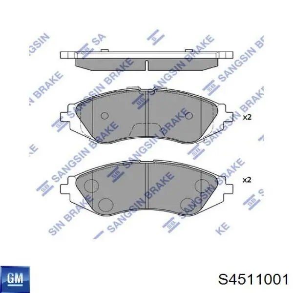 S4511001 General Motors Передні гальмівні колодки