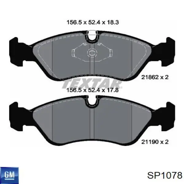 Колодки гальмівні передні, дискові SP1078 General Motors