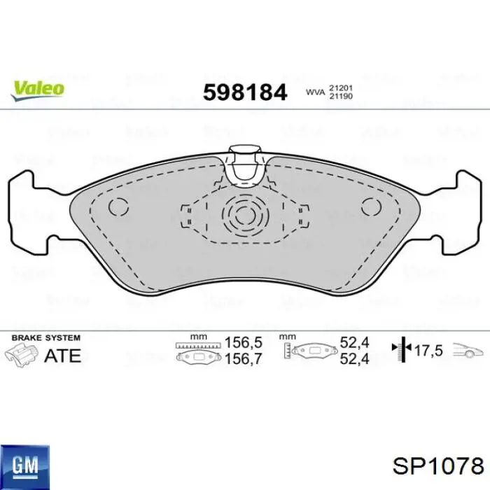 Купити SP1078 General Motors Колодки гальмівні передні, дискові