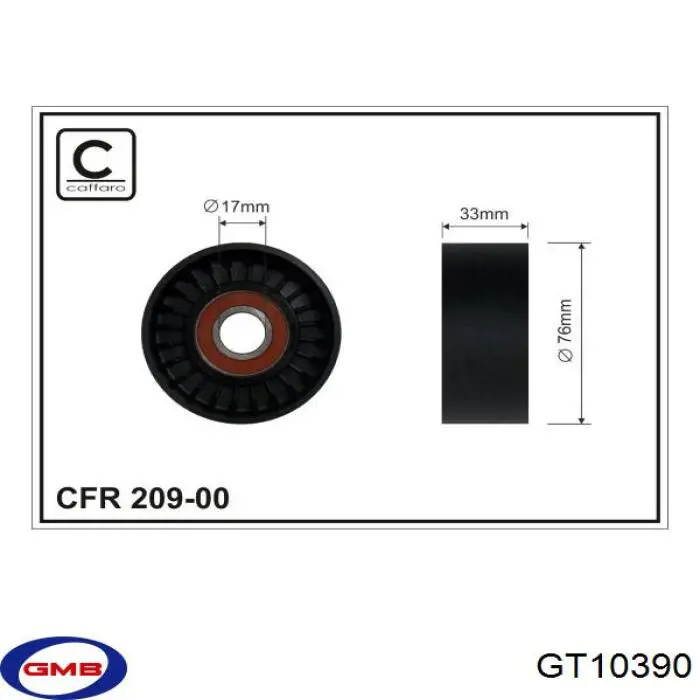 GT10390 GMB ролик натягувача приводного ременя