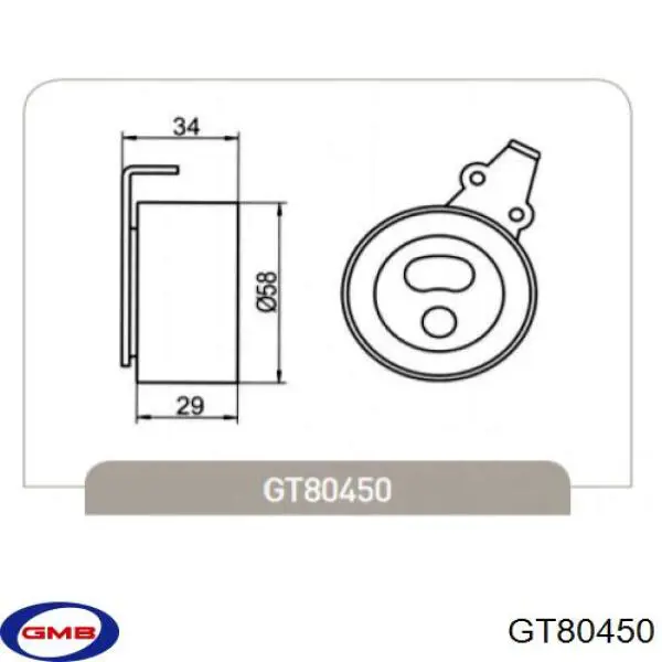 GT80450 GMB ролик натягувача ременя грм