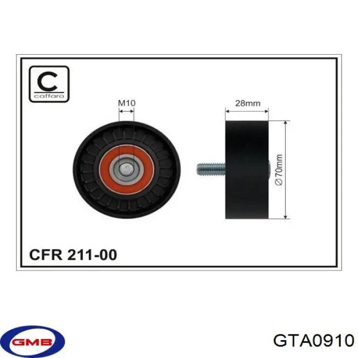 Ролик приводного ременя, паразитний GTA0910 GMB