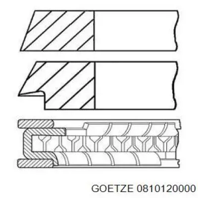 Кільця поршневі на 1 циліндр, STD. Goetze 0810120000 ціна, від 27.09 USD