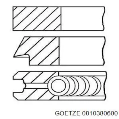 0810380600 Goetze кільця поршневі на 1 циліндр, 2-й ремонт (+0,50)