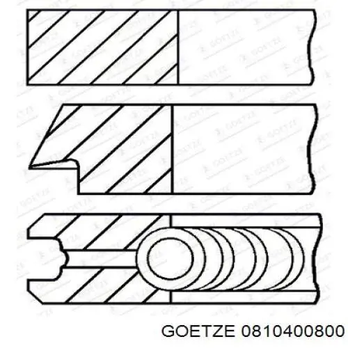 0810400800 Goetze кільця поршневі на 1 циліндр, 2-й ремонт (+0,65)