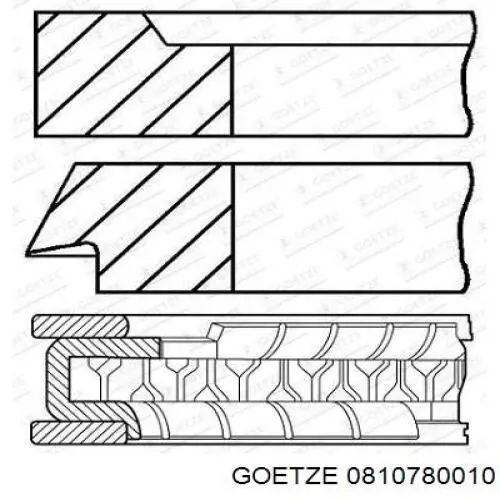 0810780010 Goetze Кільця поршневі на 1 циліндр, STD.
