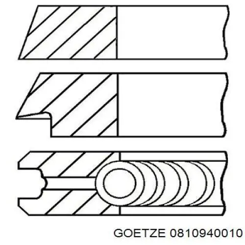 Кільця поршневі на 1 циліндр, STD. 0810940010 Goetze