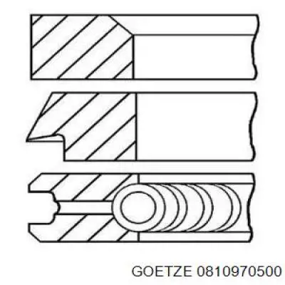 0810970500 Goetze кільця поршневі на 1 циліндр, 1-й ремонт (+0,25)