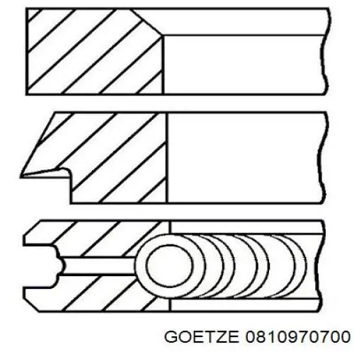 0810970700 Goetze Кільця поршневі на 1 циліндр, 2-й ремонт (+0,50)