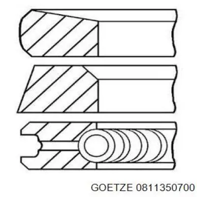 0811350700 Goetze кільця поршневі на 1 циліндр, 2-й ремонт (+0,50)