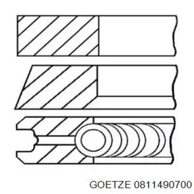 Кільця поршневі на 1 циліндр, 2-й ремонт (+0,50) Goetze 0811490700 ціна, від 11.98 USD