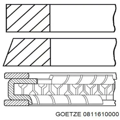 0811610000 Goetze Кільця поршневі на 1 циліндр, STD.