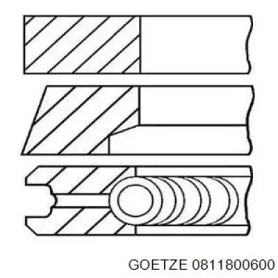 0811800600 Goetze кільця поршневі на 1 циліндр, 2-й ремонт (+0,50)