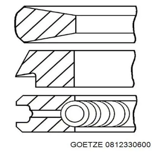 0812330600 Goetze кільця поршневі на 1 циліндр, 2-й ремонт (+0,50)
