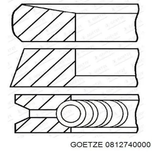 Кільця поршневі на 1 циліндр, STD. 0812740000 Goetze