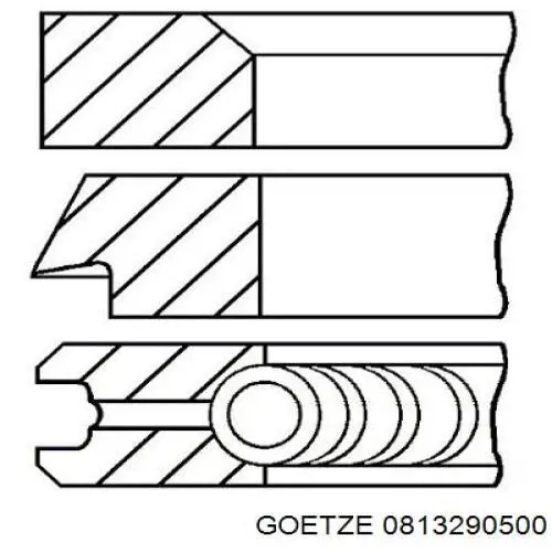 813290500 Goetze кільця поршневі на 1 циліндр, 1-й ремонт (+0,25)