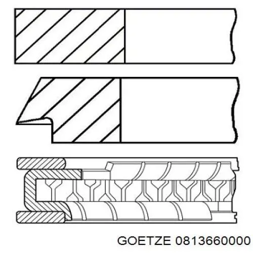 Кільця поршневі на 1 циліндр, STD. Goetze 0813660000 ціна, від 24.86 USD
