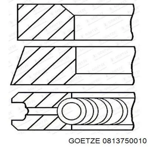 0813750010 Goetze Кільця поршневі на 1 циліндр, STD.