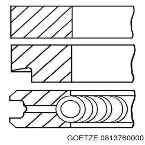 Кільця поршневі на 1 циліндр, STD. Goetze 0813760000 ціна, від 18.54 USD