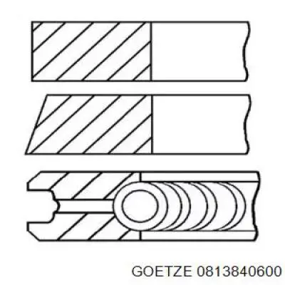 0813840600 Goetze кільця поршневі на 1 циліндр, 2-й ремонт (+0,50)