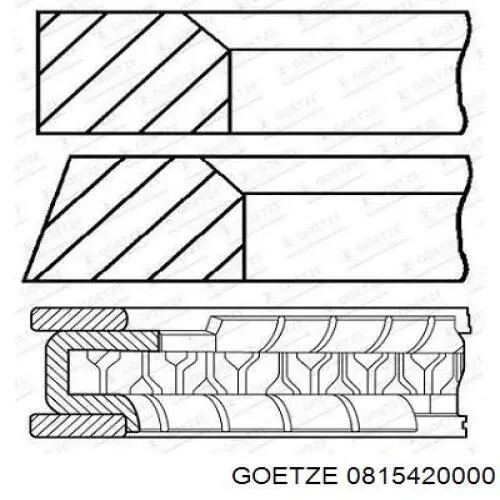 Кільця поршневі на 1 циліндр, STD. Goetze 0815420000 ціна, від 8.65 USD