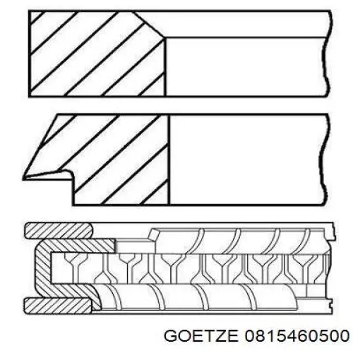 0815460500 Goetze Кільця поршневі на 1 циліндр, 1-й ремонт (+0,25)