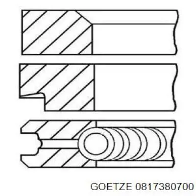 0817380700 Goetze кільця поршневі на 1 циліндр, 2-й ремонт (+0,50)