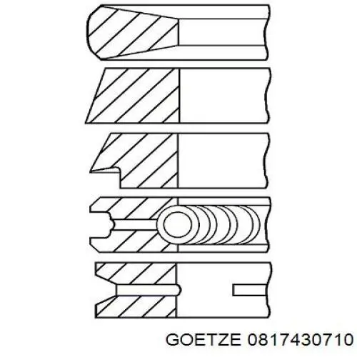 0817430710 Goetze кільця поршневі на 1 циліндр, 2-й ремонт (+0,50)