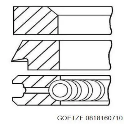 0818160710 Goetze кільця поршневі на 1 циліндр, 2-й ремонт (+0,50)