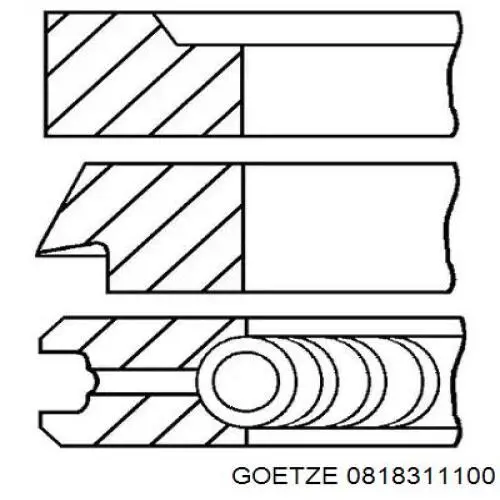0818311100 Goetze кільця поршневі на 1 циліндр, 4-й ремонт (+1,00)