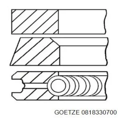 0818330700 Goetze кільця поршневі на 1 циліндр, 2-й ремонт (+0,50)