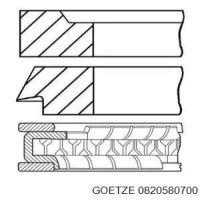 Кільця поршневі на 1 циліндр, 2-й ремонт (+0,50) 0820580700 Goetze