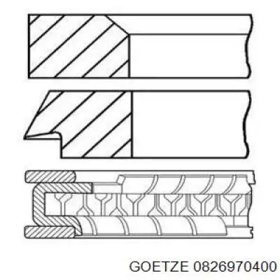0826970400 Goetze кільця поршневі на 1 циліндр, 1-й ремонт (+0,25)