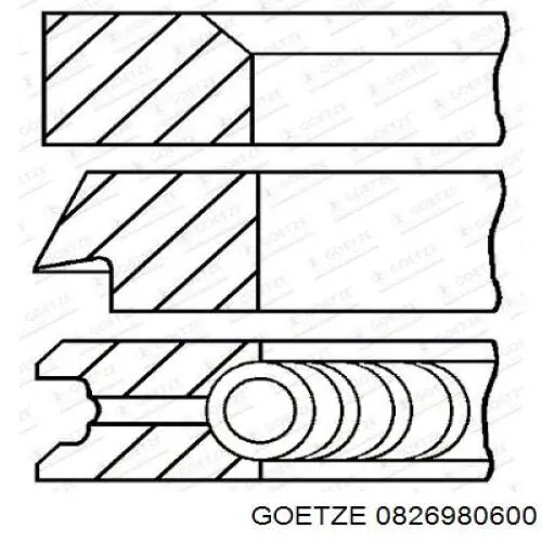 Купити 0826980600 Goetze Кільця поршневі на 1 циліндр, 2-й ремонт (+0,50)