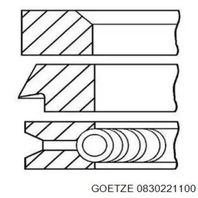 0830221100 Goetze кільця поршневі на 1 циліндр, 4-й ремонт (+1,00)