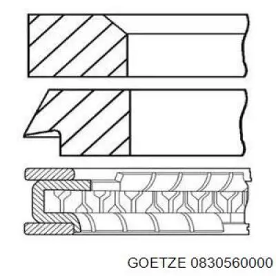 Кільця поршневі на 1 циліндр, STD. 0830560000 Goetze