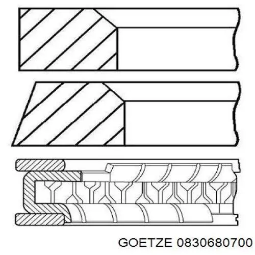 Купити 0830680700 Goetze Кільця поршневі на 1 циліндр, 2-й ремонт (+0,50)